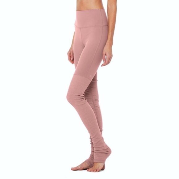 ALO Yoga Pants - ALO YOGA Goddess Ribbed Leggings Rosewater Mauve M